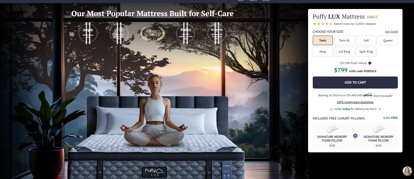 Puffy Mattress Reviews - Best Mattress For Side Sleepers!